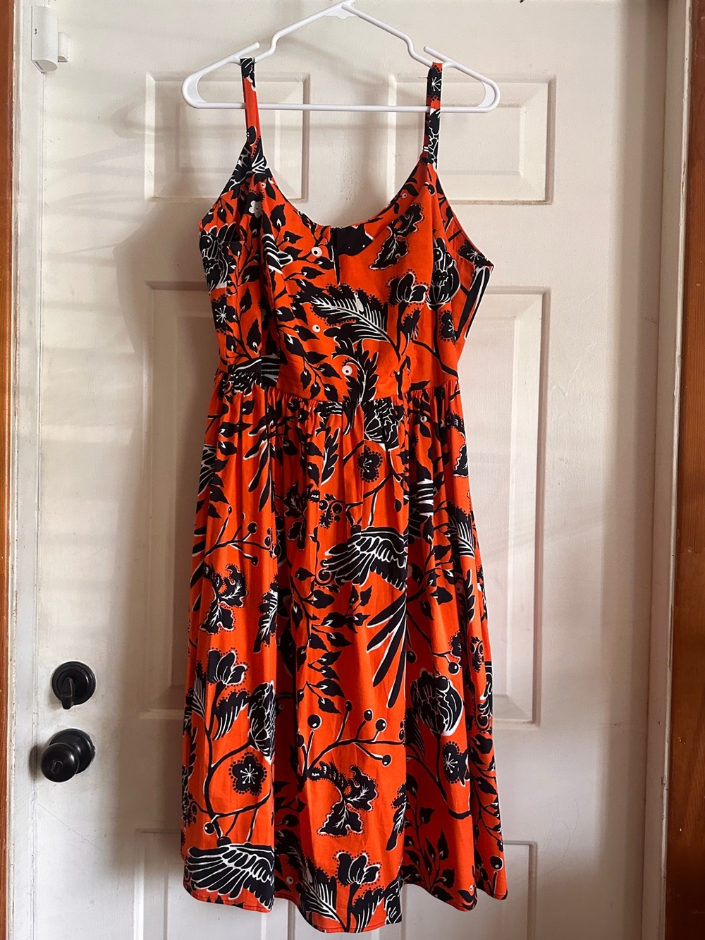 Hell Bunny Rio Orange and Black Floral Bird Print Sundress